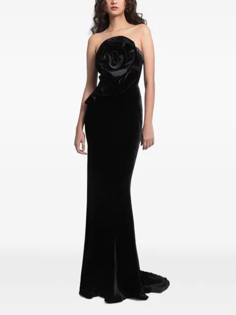 beaded strapless slim maxi dress by GEMY MAALOUF