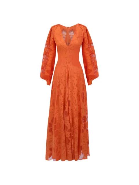 bishop-sleeves draped midi dress by GEMY MAALOUF