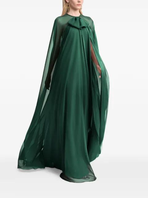 bow-detail cape-sleeves maxi dress by GEMY MAALOUF