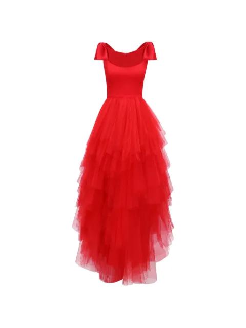 bow-detail tiered maxi dress by GEMY MAALOUF