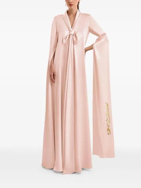 bow-embellished calligraphy maxi kaftan by GEMY MAALOUF