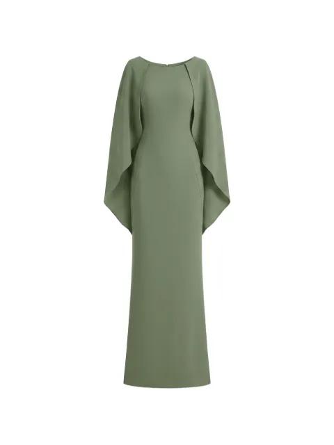 cape-sleeve draped-back dress by GEMY MAALOUF
