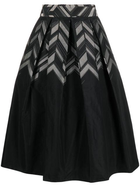 chevron-print pleated midi skirt by GEMY MAALOUF