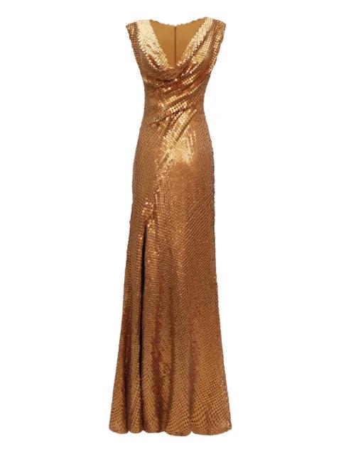 cowl-neckline slit maxi dress by GEMY MAALOUF