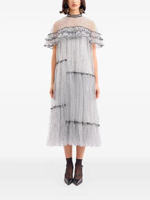 dotted ruffled midi dress by GEMY MAALOUF