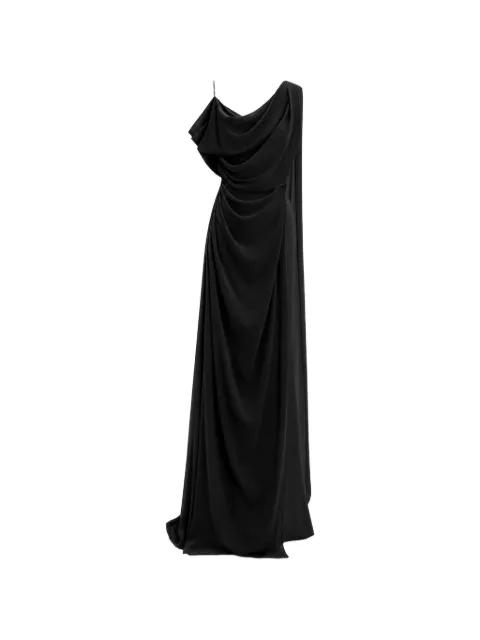 draped asymmetrical-neckline dress by GEMY MAALOUF