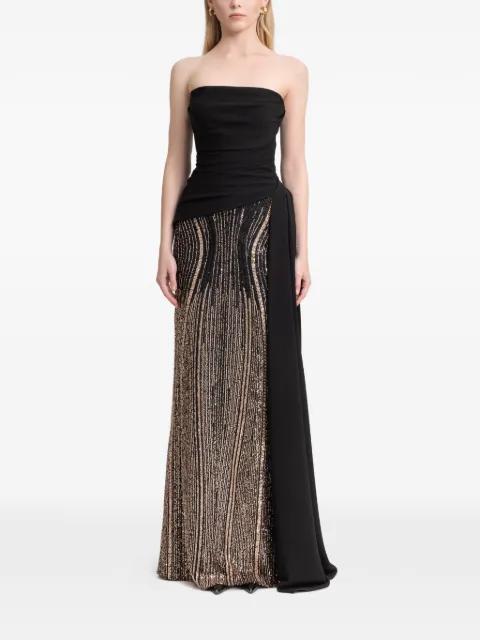 draped beaded maxi dress by GEMY MAALOUF