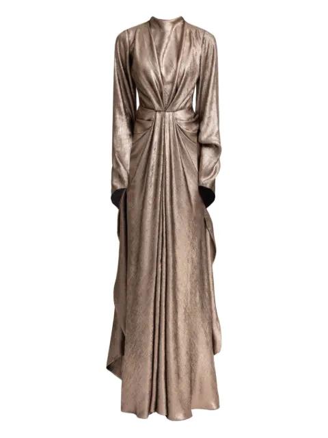 draped long-sleeve maxi dress by GEMY MAALOUF