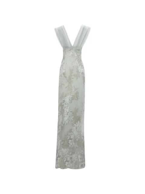 embellished V-neck maxi dress by GEMY MAALOUF