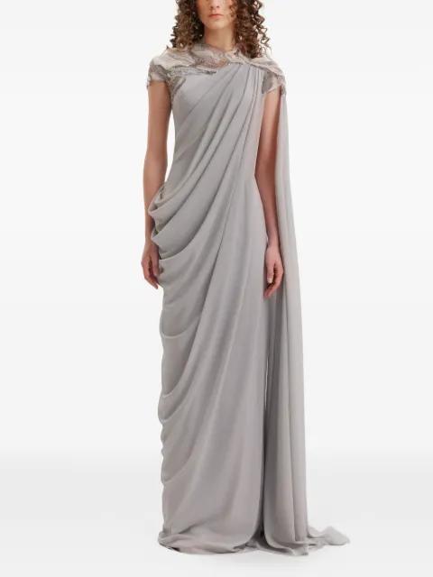 embroidered draped dress by GEMY MAALOUF
