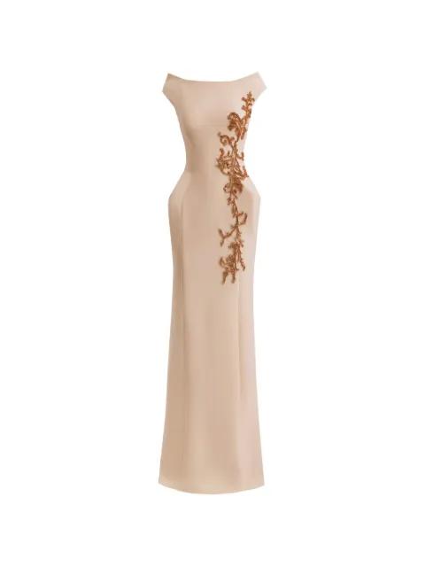 embroidered slim-cut maxi dress by GEMY MAALOUF