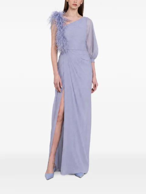 feather-trim asymmetrical dress by GEMY MAALOUF
