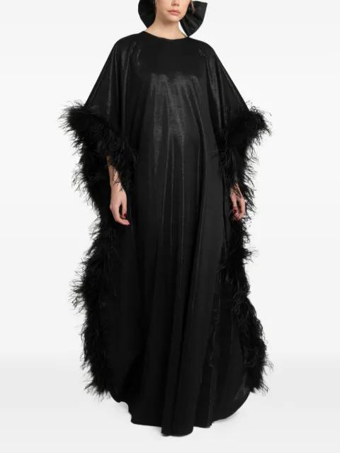 feathered long kaftan by GEMY MAALOUF