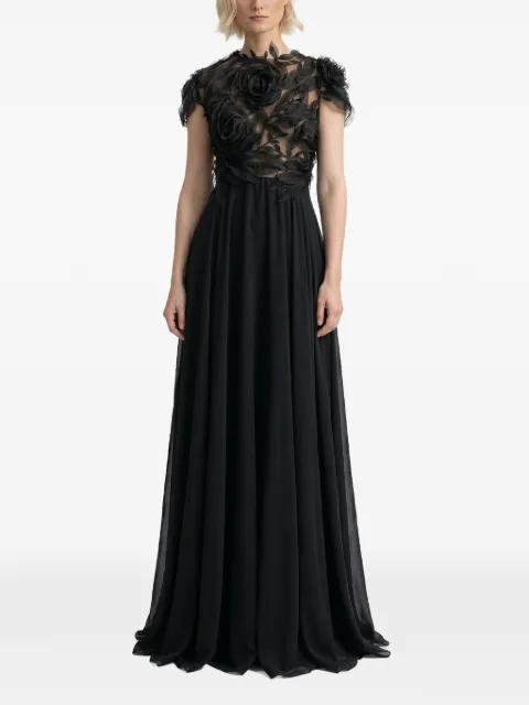 floral-appliqu  embroidered dress by GEMY MAALOUF