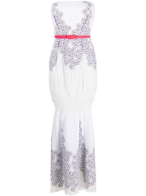 floral appliqué off-shoulder maxi dress by GEMY MAALOUF