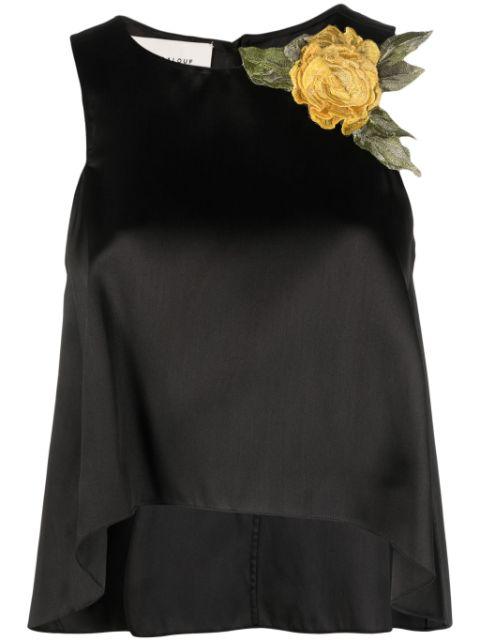 floral-appliqué sleeveless blouse by GEMY MAALOUF