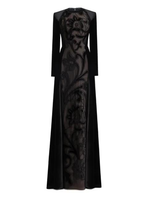 floral-embroidery velvet dress by GEMY MAALOUF