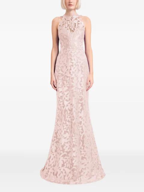 floral satin maxi dress by GEMY MAALOUF