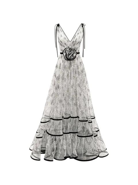 flower-embellished tiered dress by GEMY MAALOUF