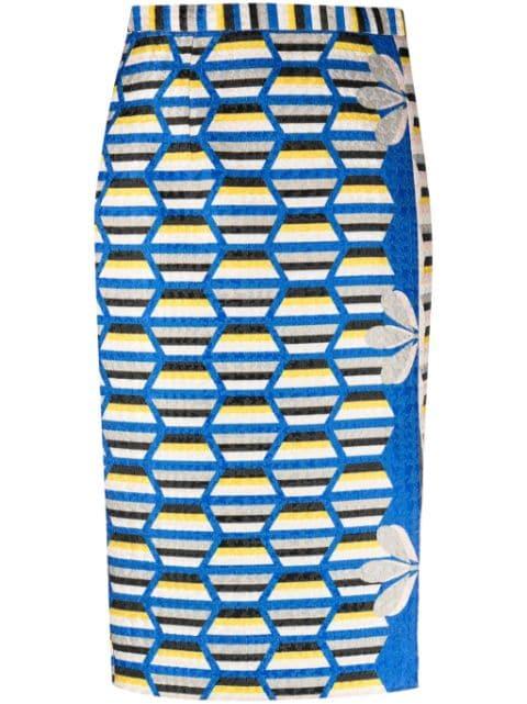 geometric-pattern high-waist midi skirt by GEMY MAALOUF