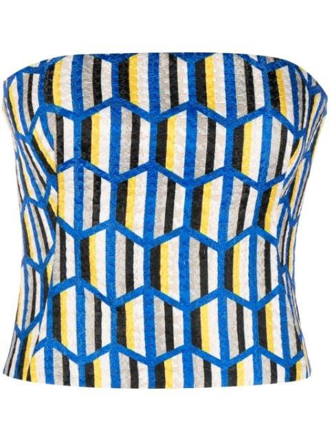 geometric-pattern strapless top by GEMY MAALOUF