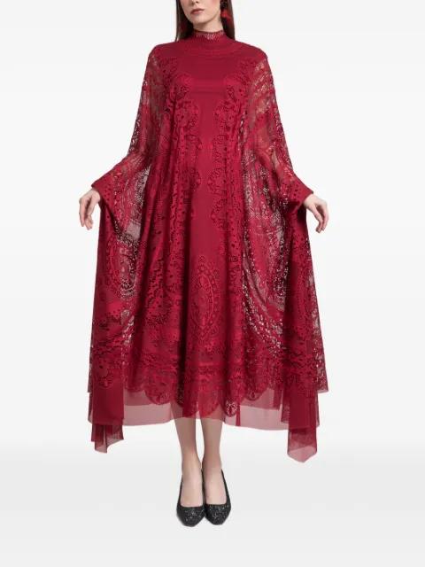 high-neckline lace midi kaftan by GEMY MAALOUF