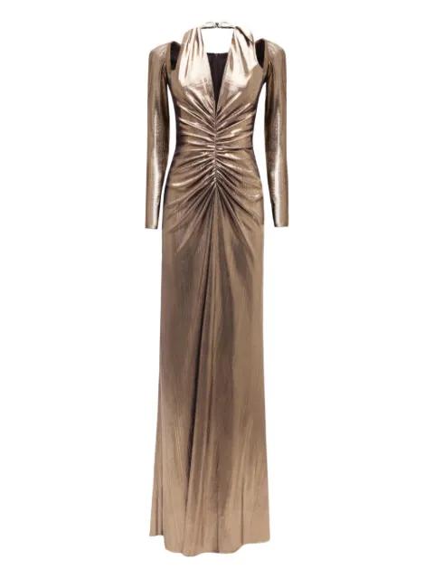 long-sleeve V-neck maxi dress by GEMY MAALOUF
