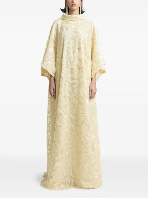 mock-neck embroidered maxi dress by GEMY MAALOUF