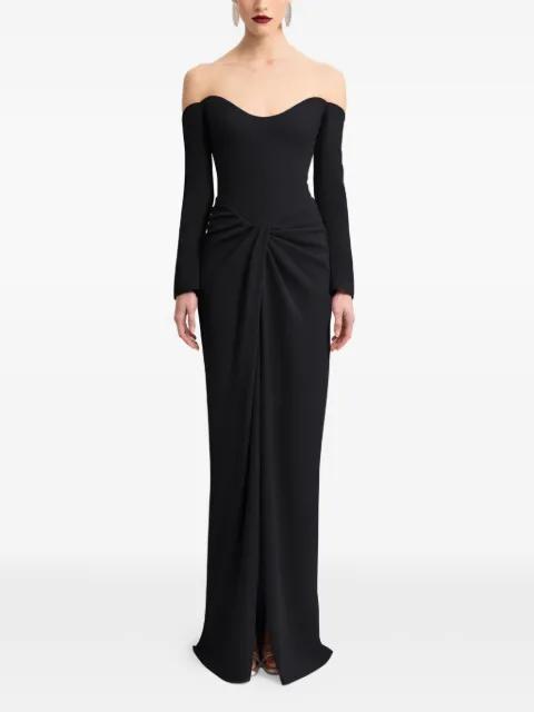 off-shoulder draped maxi dress by GEMY MAALOUF