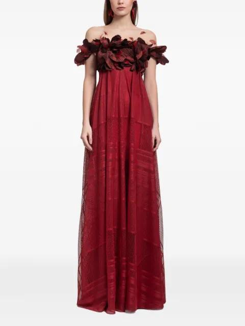 off-shoulder flower-detail maxi dress by GEMY MAALOUF