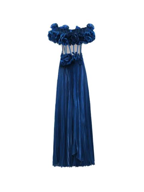 off-the-shoulders pleated maxi dress by GEMY MAALOUF