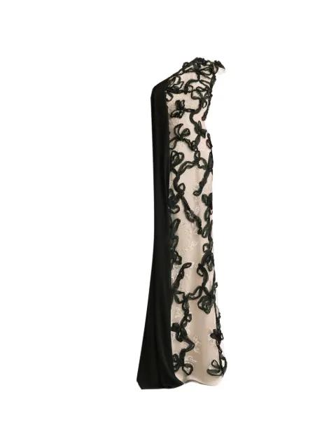one-shoulder 3D embroidered dress by GEMY MAALOUF