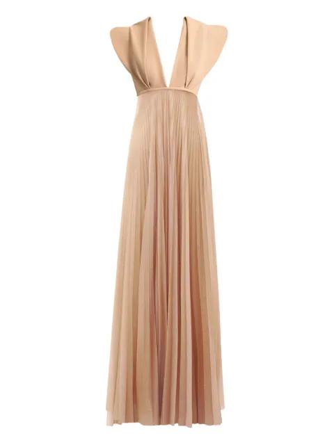 panelled pleated gown by GEMY MAALOUF