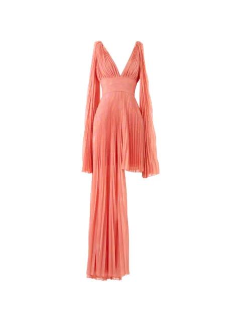 pleated V-neck asymmetric dress by GEMY MAALOUF