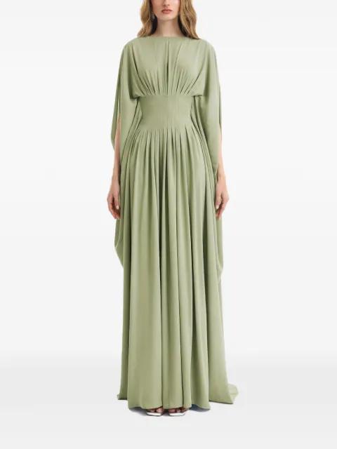 pleated cape-sleeve dress by GEMY MAALOUF