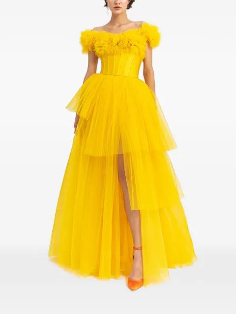 pleated layered maxi dress by GEMY MAALOUF