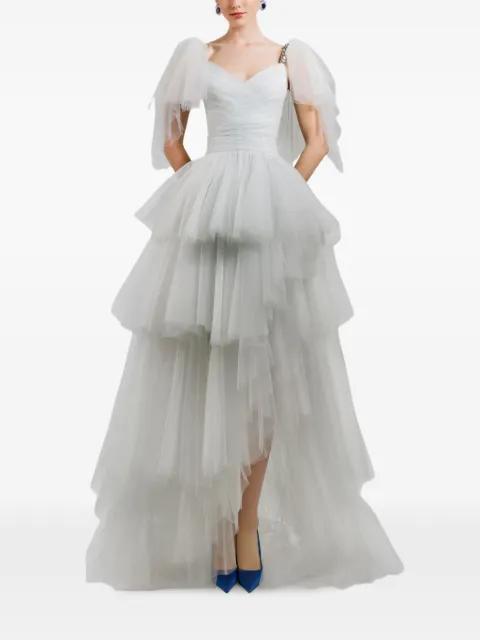 ruffled beaded straps dress by GEMY MAALOUF