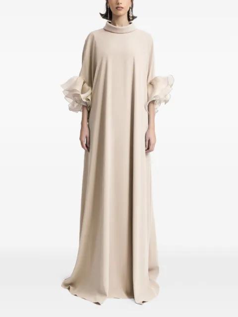 ruffled-cuff mock-neck maxi dress by GEMY MAALOUF