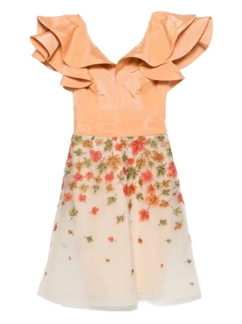 ruffled leaf-embellished dress by GEMY MAALOUF