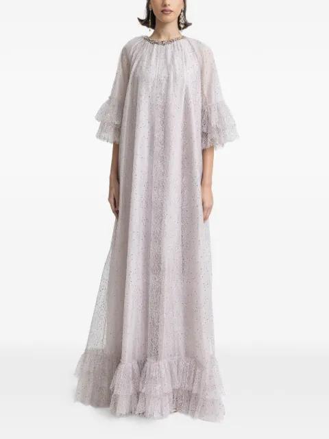 ruffled sleeves hemline maxi kaftan by GEMY MAALOUF