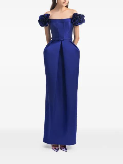 ruffled structured maxi dress by GEMY MAALOUF