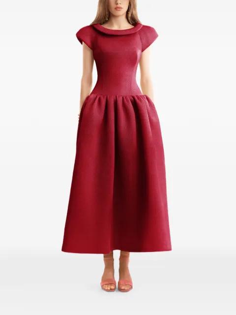 sculpted-neckline drop-waist midi dress by GEMY MAALOUF