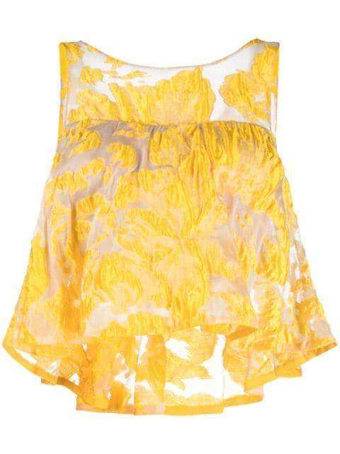 semi-sheer sleeveless top by GEMY MAALOUF