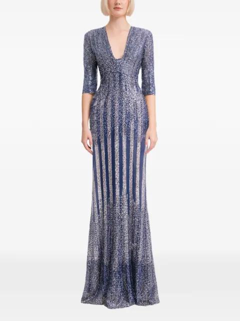 sequin-embellished striped dress by GEMY MAALOUF