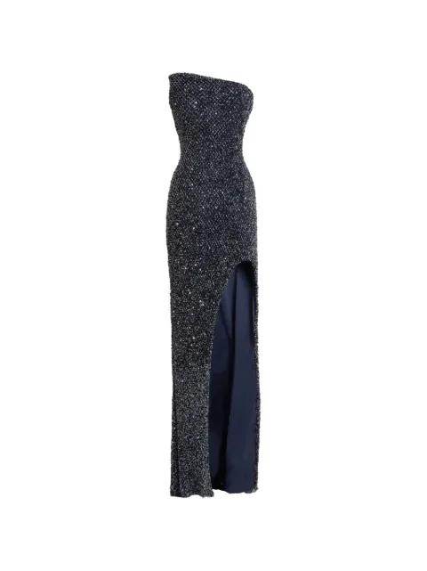 strapless beaded asymmetric dress by GEMY MAALOUF