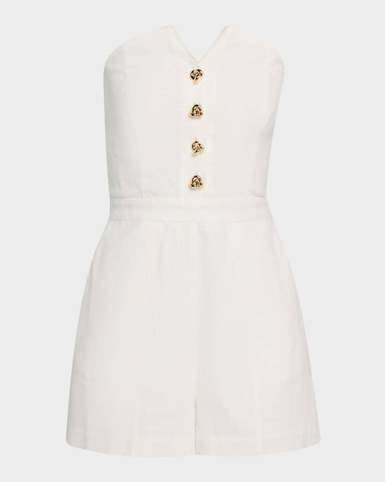 Carine Button-Front Linen Romper by GENERATION LOVE