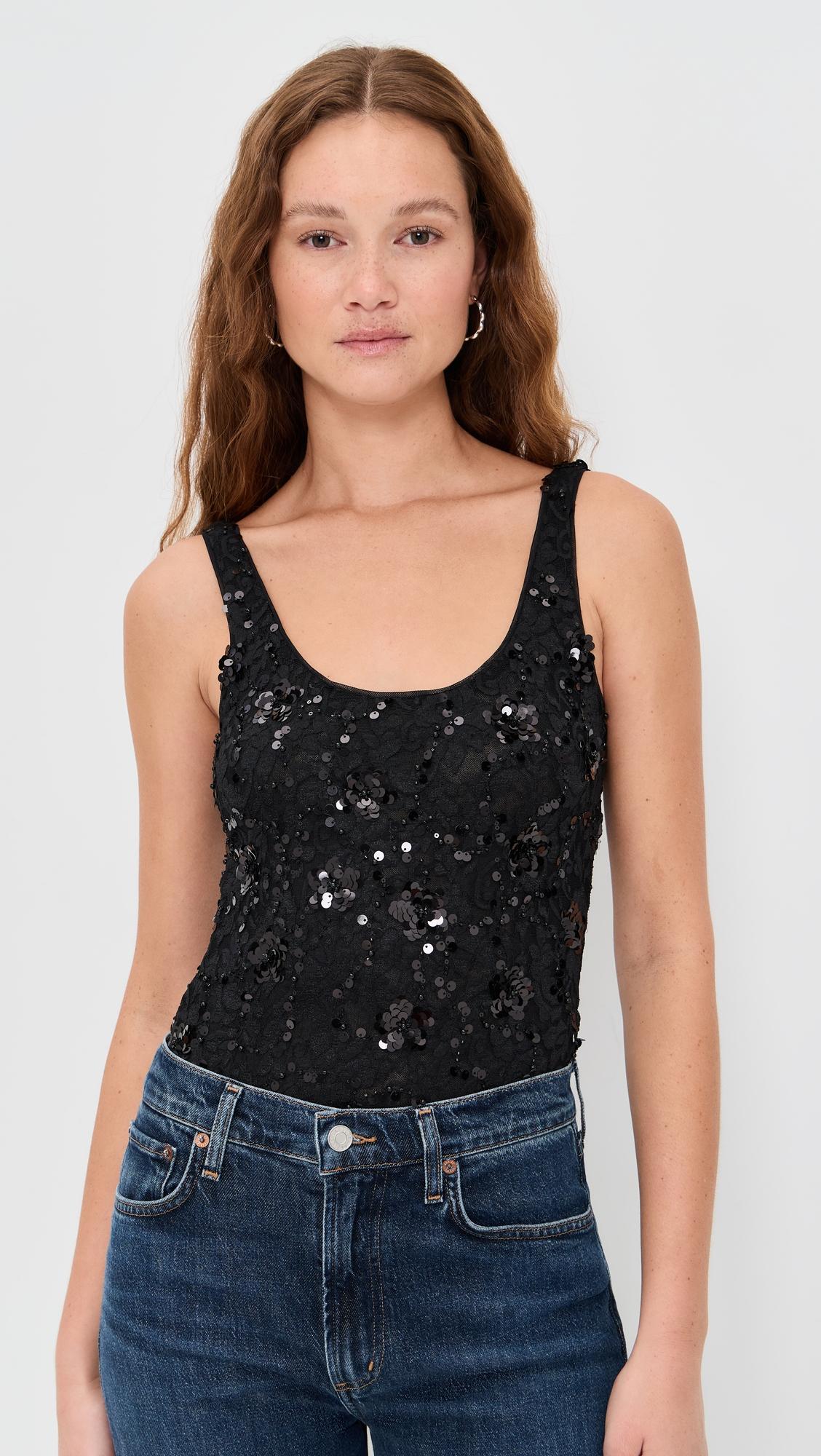 Dina Sequin Lace Thong Bodysuit by GENERATION LOVE