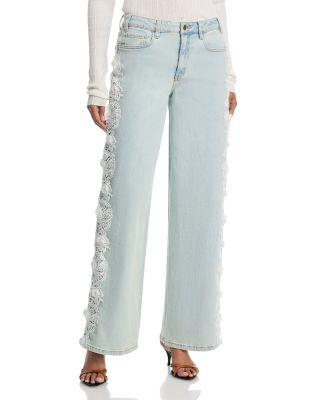 Esme High Rise 3D Lace Combo Jeans in Ice Blue/White by GENERATION LOVE