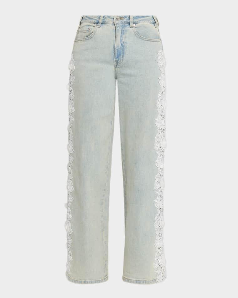 Esme Lace Appliqué Straight-Leg Jeans by GENERATION LOVE
