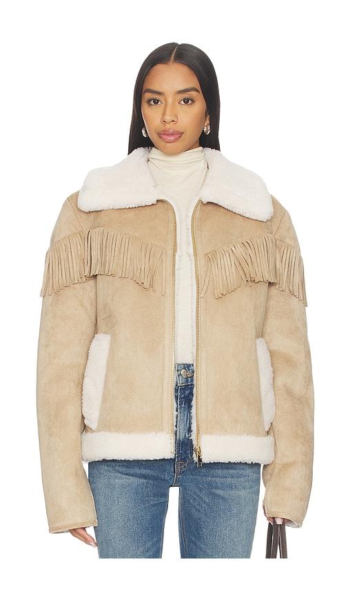 Generation Love Inez Vegan Faux Shearling Jacket in Taupe by GENERATION LOVE